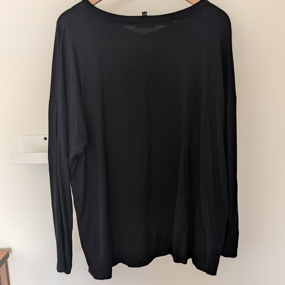 Eileen Fisher Women's Loose Light Boxy V Neck Jersey Top Black XL EUC - Picture 2 of 5